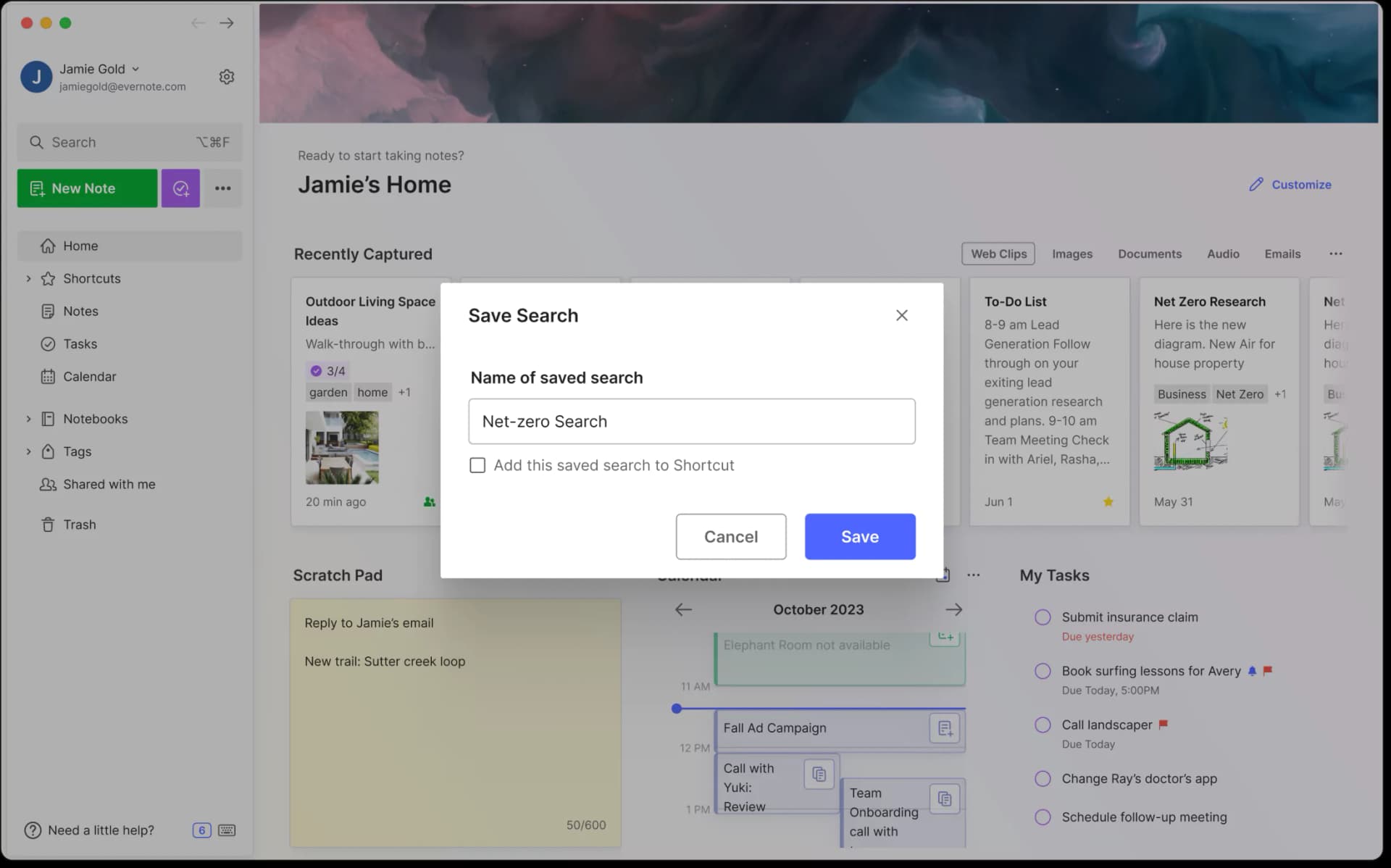 A UI rappresentation of search-save-searches