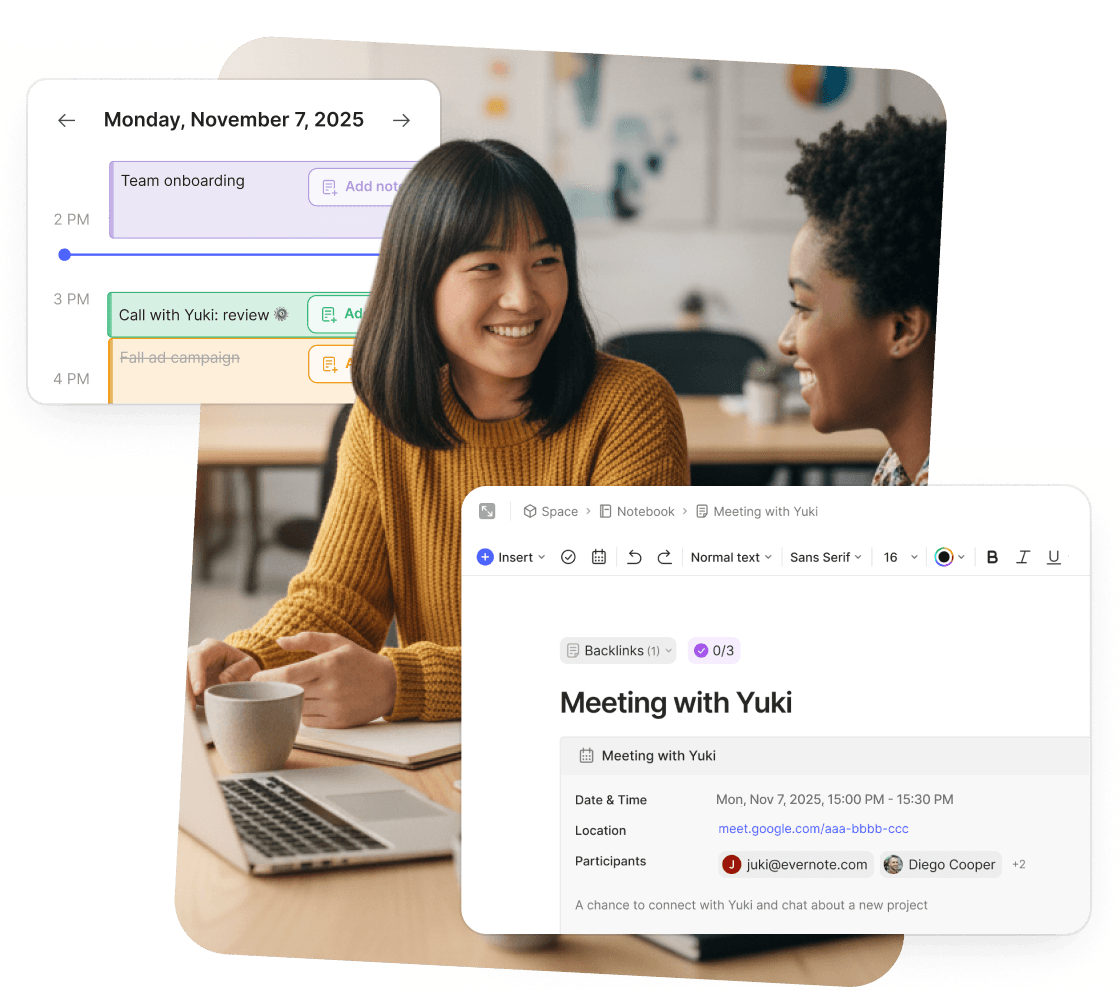 A UI rappresentation of meeting-notes